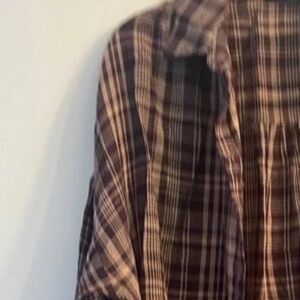 brown plaid button down flannel